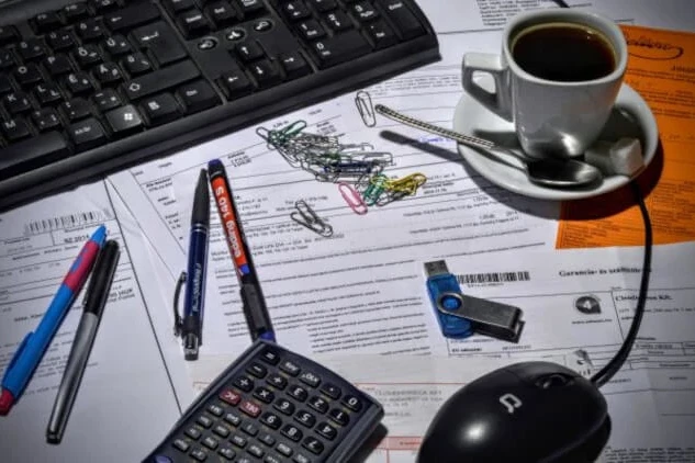 View on desk with some documents